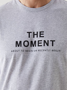 Bisiklet Yaka K?sa Kollu Bask?l? Penye Erkek Ti??rt