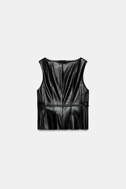 FAUX LEATHER BELTED TOP - Zara фото 8