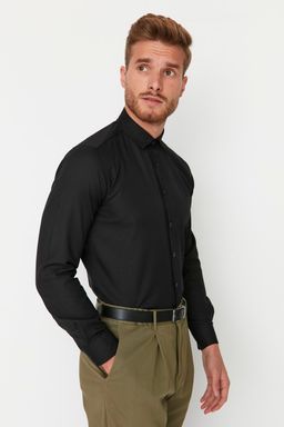 TRENDYOL MAN Siyah Erkek Slim Fit Basic Oxford Klasik Kolay Utulenebilir Gomlek TMNAW23GO00039 - Trendyolmilla фото 4