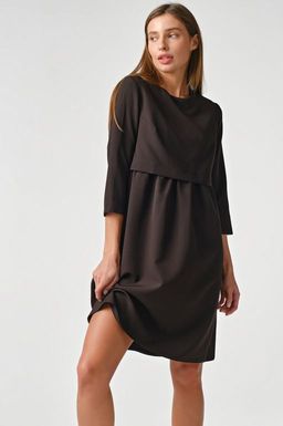 Платье повседневное свободное со сборкой черное