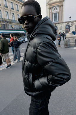 WATER-REPELLENT AND WINDPROOF QUILTED FAUX LEATHER ANORAK - Zara фото 2