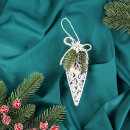 Цена за 2 шт. Ёлочная игрушка Капля блеск жемчужины 124.5 см, белый