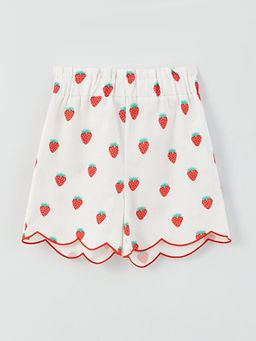 Bisiklet Yaka Bask?l? K?sa Kollu K?z ?ocuk Ti??rt ve ?ort - Waikiki фото 3