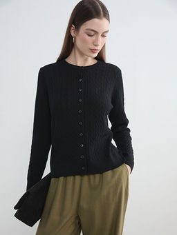 Bisiklet Yaka Kendinden Desenli Kad?n Triko H?rka