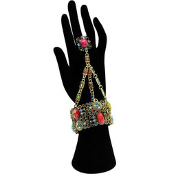 Браслет-слейв с цирконами и муранским стеклом цв.ассорти