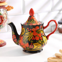 Чайник керамика «Яркий», 800 мл, хохлома