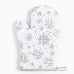 Кух. набор 3пр. Доляна Снежинки серебро прих.17*17 см, вареж.26*16 см,фарт.70*80 см 100% п/э 94461 фото 5