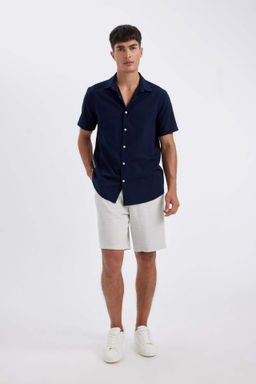 Relax Fit Keten Kar?s?ml? Bermuda Sort - Defacto фото 5
