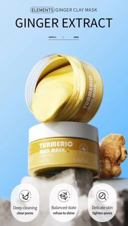 SADOER Очищающая глиняная маска для лица с куркумой TURMERIC CLAY MASK 100 гр