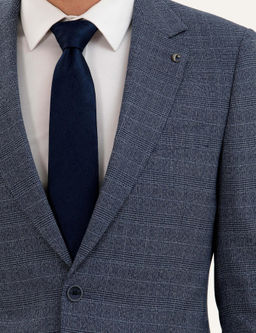 Mavi Slim Fit Kareli Tak_m Elbise