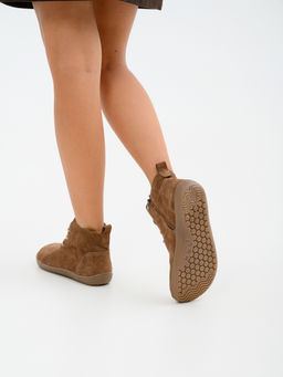 Босоногие ботинки 352.К.NATAbr.Серо-коричневая замша/кожаная подкладка