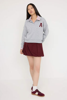 Teen Siyah Duz Regular/Normal Kal?p Orme Sweatshirt TWOAW26SW00049 - Trendyolmilla фото 2