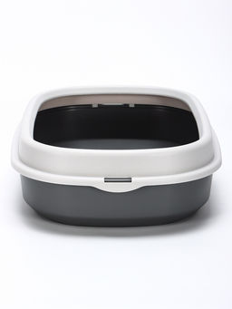 Лоток для кошек "Фур-Мур", 48×35.5 см, с бортом и совком, покрытие Soft-touch, цвет смоки