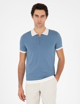 Синий зауженный свитер