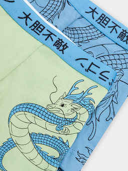 Трусы для мальчиков боксеры мультипак (2 шт.) в пыльно-зеленом цвете с драконами - Mark formelle фото 3