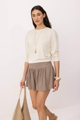 Vizon Duz Sort Etek K?sa Dokulu Orme Sort & Bermuda TWOSS26SR00077 - Trendyolmilla фото 3