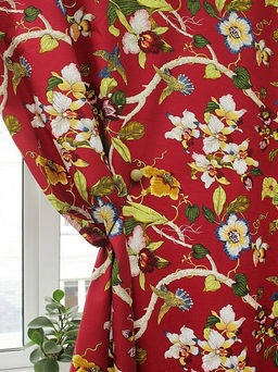 Интерьерный хлопок "Дикая орхидея" цв.рубиново-красный, ш.1.5м, хлопок-100%, 240гр/м.кв