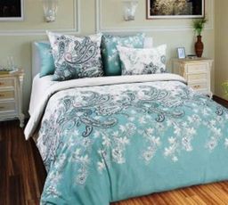 КПБ Семейный с простыней на резинке Постельное белье из полисатина - Дейса