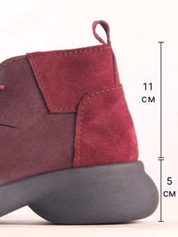 Ботинки 305.927bl.Бордовый бордовая замша/байка