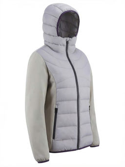 Куртка женская гибридная стёганая с капюшоном с графеновой подкладкой серого цвета 9630_1Sr