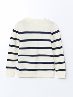 V Yaka ?izgili Erkek ?ocuk Triko H?rka