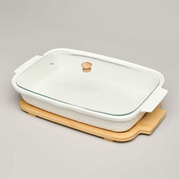 БЛЮДО ДЛЯ ВЫПЕКАНИЯ И СЕРВИРОВКИ LEFARD MUSE СО СТЕКЛ.КРЫШКОЙ НА ДЕР.ПОДСТАВКЕ 34,5*21*11СМ 1400МЛ  фото 2