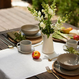 Дорожка на стол «Этель» Home collection, 40×146 см, 100% лён, белая