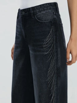 Джинсы wide leg с высокой посадкой с акцентной отделкой по бокам / Zarina