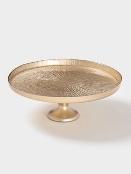 Блюдо для торта «Кувшинка», d=28 см, на ножке, стекло, золотистое