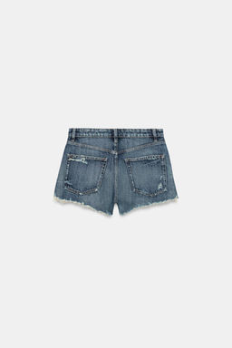SHORTS DENIM TRF TIRO ALTO ROTOS / Azul - Zara фото 8