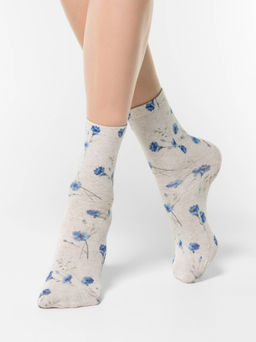 Цена за 2 пары. Носки Классические CONTE Носки с принтом FANTASY из смесовой пряжи с хлопком и льном бежевый - Conte elegant фото 4