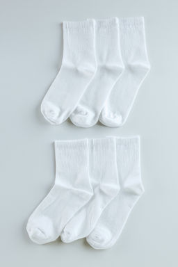 Beyaz Unisex 6l? Pamuklu Kolej-Tenis-Orta Boy Corap TEDAW25CO00007