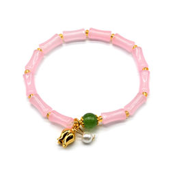 Браслет из полимера "Тюльпан" цв.розовый, 17см