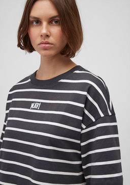 Mavi Logo Bask?l? Siyah Cizgili Crop Tisort  фото 5