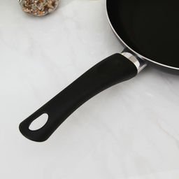 Сковорода Lite, d=24 см, стеклянная крышка, пластиковая ручка, антипригарное покрытие, цвет чёрный