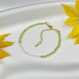 Браслет из Хризолита и Жемчуга 16,5 см +