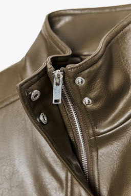 FAUX LEATHER CROP JACKET
