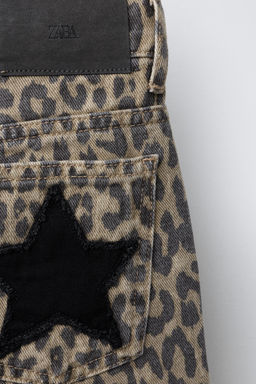 ANIMAL PRINT WIDE-LEG JEANS WITH STARS - Zara фото 4