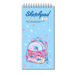 Скетчпад 105х210 мм, 80 л, блок - 3 цвета (серый,белый,кремовый) 80 г/м?, арт. 62765 ВОДНАЯ ФАНТАЗИЯ /обложка полноцветная печать, твёрдый переплёт, гребень по короткой стороне, матовая ламинация,