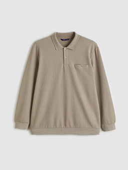 B?y?k Beden Polo Yaka Erkek Sweatshirt