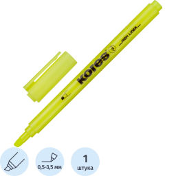 Маркер текстовыделитель Kores 0,5-3,5 мм скош.након.желт.36201  фото 2