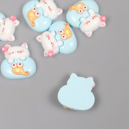 Декор для творчества пластик «Котик в аквариуме», набор 6 шт., 2×2×1 см