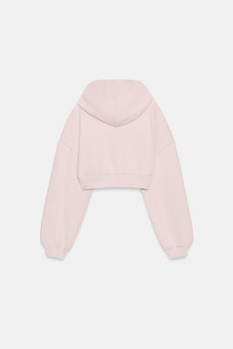 SUDADERA CROPPED CAPUCHA / Rosa palo
