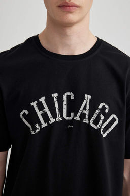 Футболка стандартного кроя с круглым вырезом и короткими рукавами с принтом - Defacto фото 5