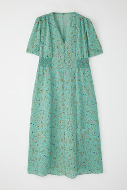 Yesil Cicekli A Kesim Gipeli Midi Dokuma Elbise TWOSS25EL00115 - Trendyolmilla фото 2