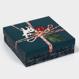 Коробка новогодняя складная «Новогодняя посылка», 26 х 26 х 8 см, Новый год