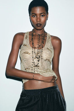 BEADED EMBROIDERED TULLE TOP - Zara фото 2