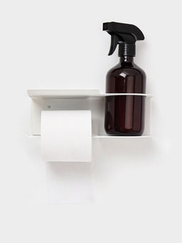 Держатель для туалетной бумаги с полочкой с отверстием для освежителя, цвет белый