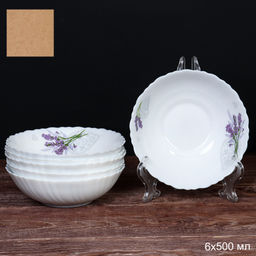 Набор суповых тарелок 6 штук 480 мл 155 мм / TW-60XN (7131) /уп 6/72/ Лаванда