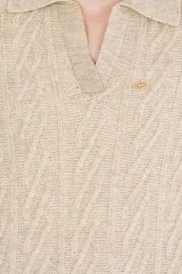 U. S. Polo Assn Женский свитер из меланжевого камня с v-образным вырезом - U.s. polo assn фото 6